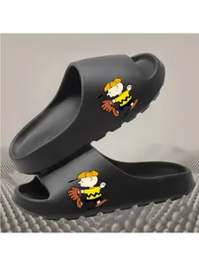 Peanuts Charlie Brown Baseball Cartoon Printed Slides for Men Women, Non-Slip Soft Sole Open Toe Casual Beach Shower Slippers