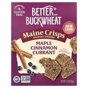 Better with Buckwheat Maine Crisp Snackable Crackers, Maple Cinnamon Currant, 3.7 oz (105 g)