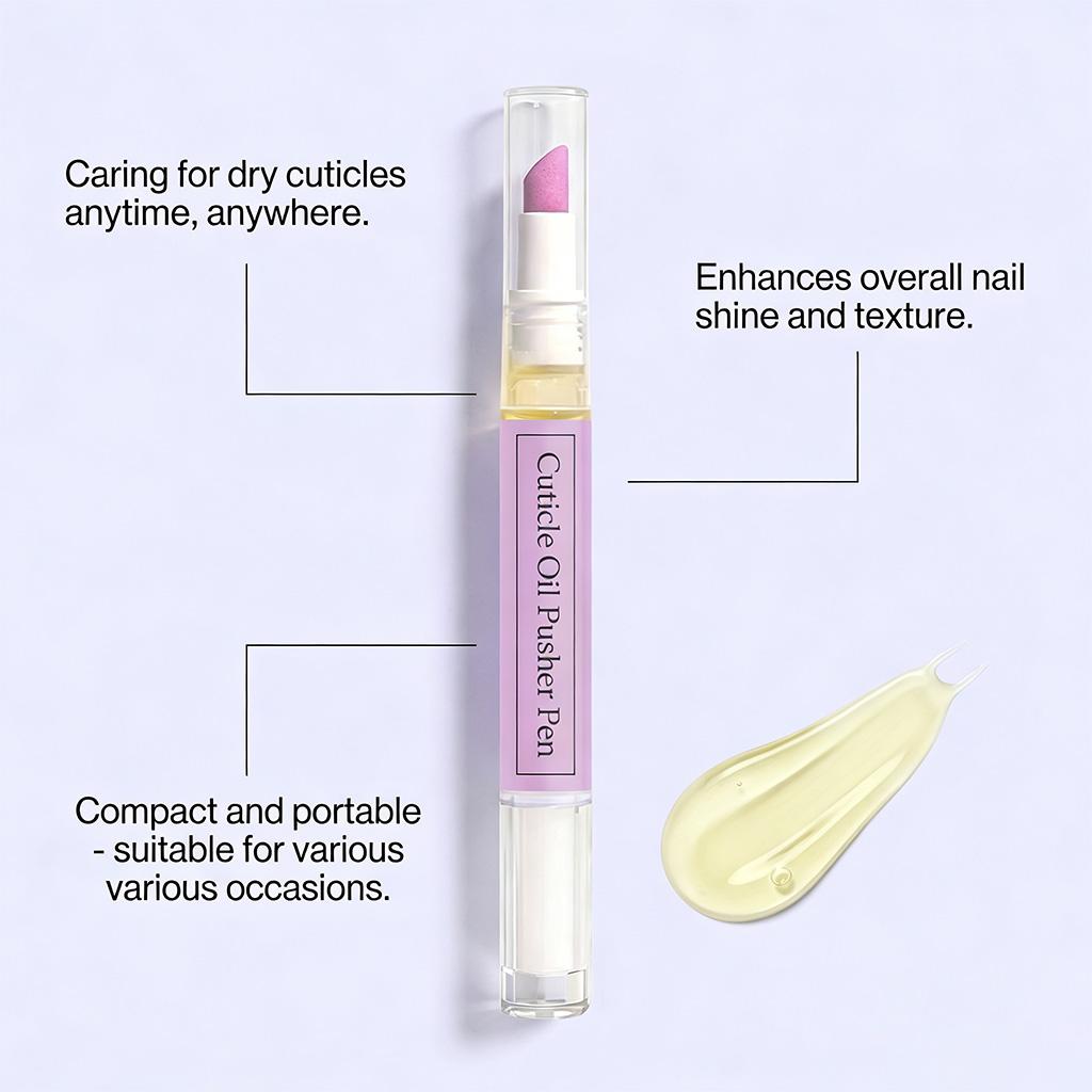 2026 New 2-in-1 Cuticle Oil Pusher Pen, Ceramic Cuticle Remover, Portable Manicure Nail Oil Pen, Moisturizing Nail Strengthener, Gentle Hangnail Remover for Women & Nail Salon
