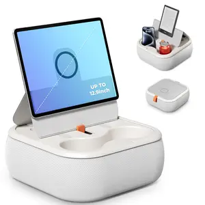 Viozon Tablet Stand Pillow, Compatible with 4-13" Phone/Tablet, iPad, iPhone, Samsung,Kindle,Google, Magnetic Phone Stand for Desk, Kindle Pillow Stand for Bed ,and Two Cup Size Bowl, Smartphone Holder, Cellphone Stand, White