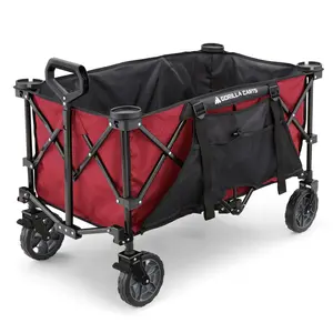 Gorilla Carts 7 Cubic Feet Foldable Utility Beach Wagon w/ Oversized Bed Gorilla Carts 7 Cubic Feet Foldable Utility Beach Wagon w/ Oversized Bed