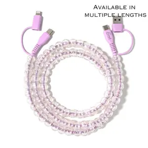 Beaded Phone Charger Bubbles Purple