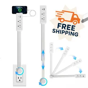 Rotating Wall Outlet Extender – 2 AC + USB-C/A Ports (28" Extension, Wall-Mountable & ETL Certified) | Space-Saving Power Solution for Home & Office