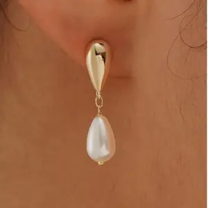 14K Gold Plated Pearl princess Earrings for Women Dainty Pearl Drop Simple comfort fashion elegant Earrings Hypoallergenic Dainty Wedding chunky Jewelry Gifts for Women trendy summer perfect stress-free holiday gift