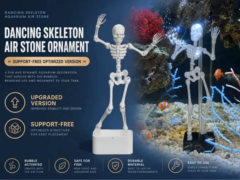 Dancing Skeleton Aquarium Air  – Bubble-Powered Fish Tank Decoration