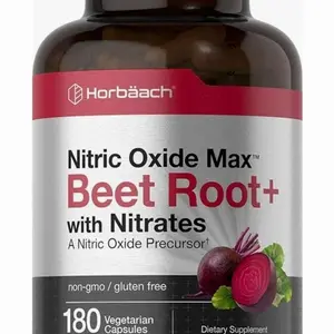 Horbäach Nitric Oxide Beet Root Capsules | 180 Count | with Nitrates and Precursor | for Men and Women | Vegetarian, Non-GMO, Gluten Free Supplement