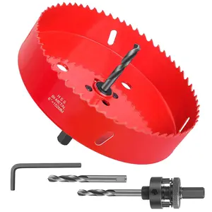 Hole Saw 6 Inch 152mm HSS Bi-Metal Hole Cutter for Different Project with Smooth,Hole Saw Kit Set for Cornhole Boards,Bean Bags Games,Recessed Lights,Drywall, PVC Boards, Fiberglass and Vent Pipes
