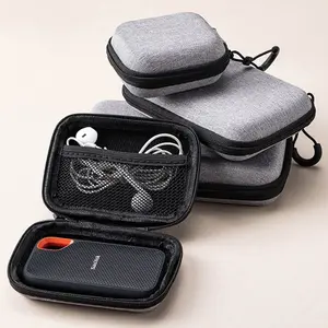 1Pcs Mini EVA Storage Bag Portable Storage Organizer Heavy Duty Pouch Carrying Bag Zipper Earphone Case For Airpod Earphone/Phone/Charging Cable Digital Accessories