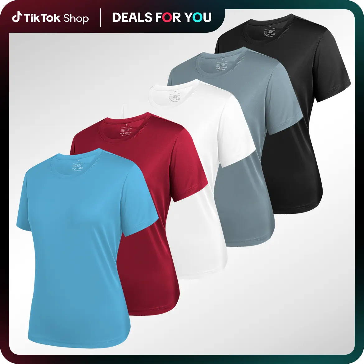 TELALEO 5 value pack Workout Shirts For Women Short Sleeve Athletic Active Tops Quick Dry Crew Neck T Shirt For Running Tennis dealsforyoudays outdoorfun