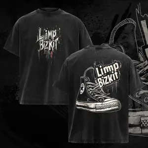 Limp Bizkit Tee & Hoodie Set - Nu Metal Essential for Fans - Pepper Color Round Neck Cotton T-Shirt & Hoodie - Unisex Rock Tour & Alternative Band Merch - Trending 90s Graphic Tee - Grunge Aesthetic Classic Rock Merch