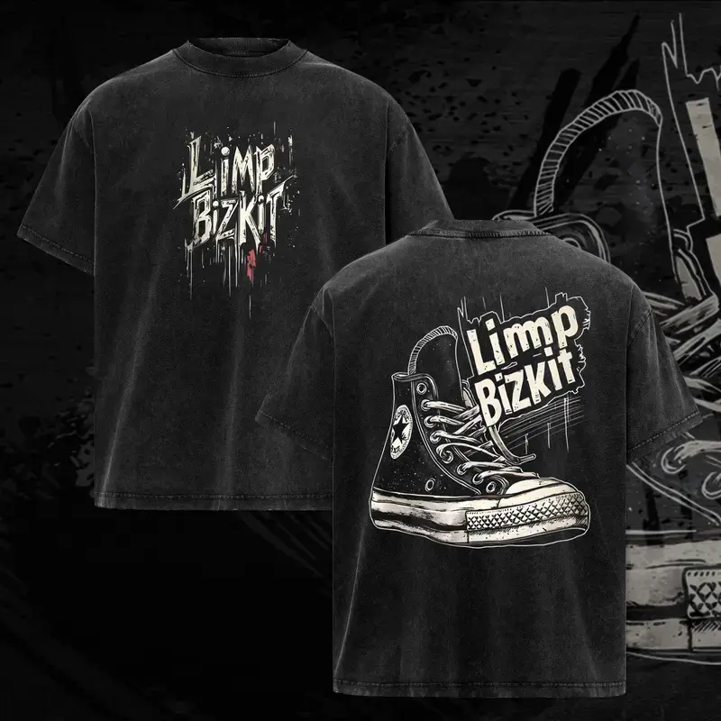 Limp Bizkit Tee & Hoodie Set - Nu Metal Essential for Fans - Pepper Color Round Neck Cotton T-Shirt & Hoodie - Unisex Rock Tour & Alternative Band Merch - Trending 90s Graphic Tee - Grunge Aesthetic Classic Rock Merch