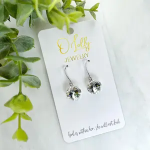 O'Lolly "Remi" Earrings - Silver Clear Stone Dangle
