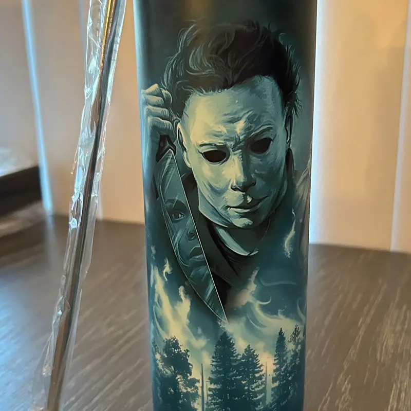 20oz Horror  Tumbler with Michael Myers Scream Freddy Chucky and Pennywise.
