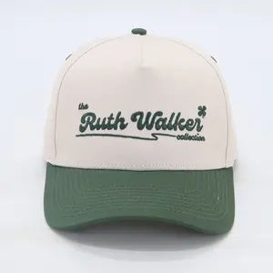 70'S Vintage Green Trucker Hat For all head types / Ruth Walker's Everyday Green and Cream Trucker Hat / High profile with depth and adjustable snap back