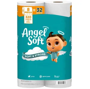 Angel Soft Toilet Paper, 8 Mega Rolls = 32 Regular Rolls, Soft and Strong Toilet Tissue
