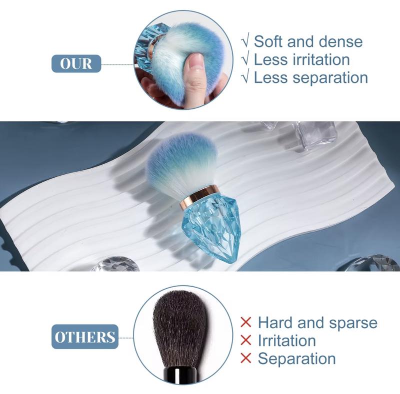 AKINA Luxury Crystal Diamond Makeup Brush - Gem-Cut Handle in Crystal Rose Pink Blue & Clear - Ultra Soft Gradient Bristles - Lightweight Durable Design for Precision Application