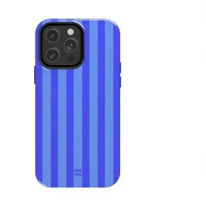 Vibrant Blue Striped Tough Phone Case For IPhone |     Stylish & Durable Protection
