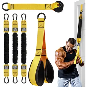 Heavy Duty Latex Resistance Training Equipment, Adjustable Resistance, Weight Loading Capacity 225 lbs, Suitable for Deltoid Push, Face Pull, Bicep Curl and Training Arms, Back, Abs and Shoulders Toning - Home and Gym Workouts, Workout Straps