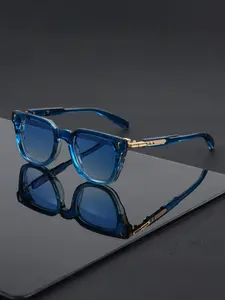 Retro Square Men's Sunglasses, Trendy Shades, Top Leopard Print Full Frame, UV Resistant, Casual Style, All Seasons, Unisex Fashion Eyewear
