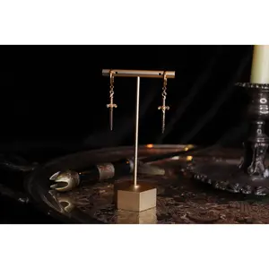 Gold Elven Dagger Huggie Hoop Earrings