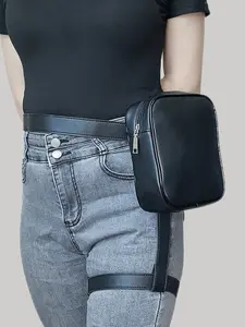Fashion Women's Leg Bag, New PU Motorcycle Waist Pack, Riding Gear Unisex Hip Bag, Belt Bag, Casual Colorblock Design, All Seasons Use