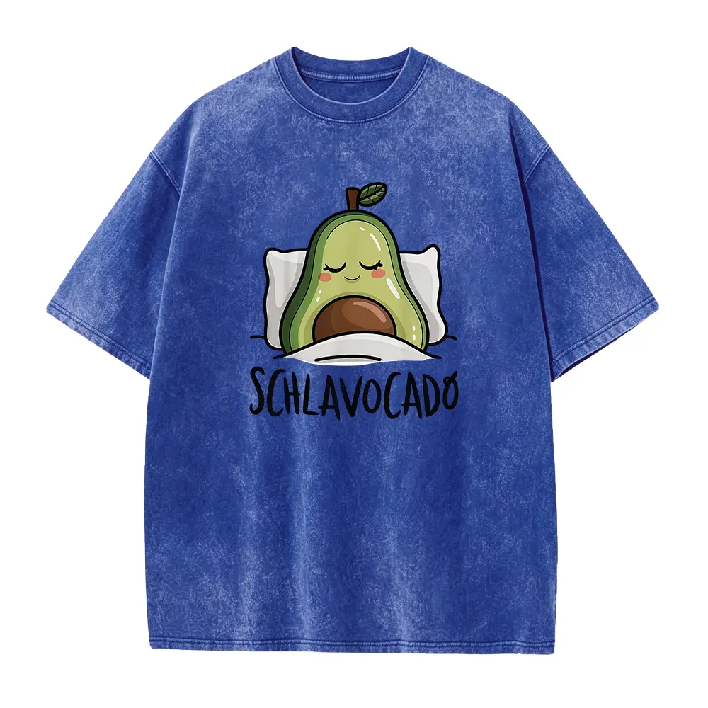 Women's 'Schlavocado' Sleeping Avocado Graphic T-Shirt, Casual Short Sleeve Round Neck Top in a Soft, Breathable Loose Fit Cotton