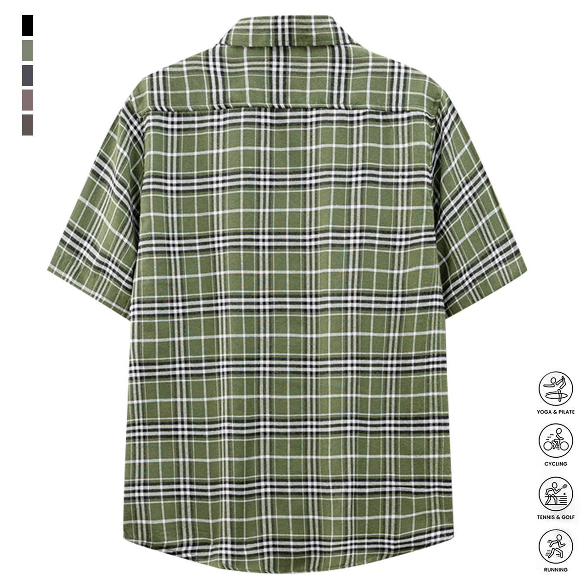 4PCS Men's Striped Casual Short Sleeve Beach Outdoor Shirt