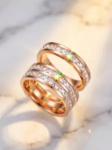 INS Trendy 18K Colorfast Couple Ring Diamond Ring Jewelry #Starry Zircon Ring Jewelry Accessories #Jewelry #Stainless Steel #Colorfast #Anti-allergy #Couple #Festival #Party #Exquisite Gift