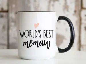 World's Best Memaw 15oz Mug Birthday Christmas Mothers Day Gift Idea for Grandma Grandmother from Granddaughter Grandson Grandchildren