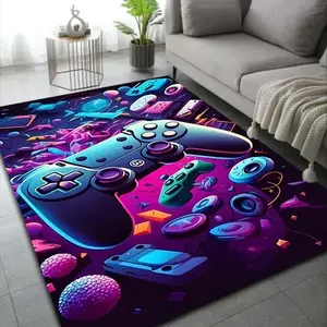 CyberpunkGame Controllers & Consoles Flannel Area Rug - Oversized Soft Plush Mat forGaming Room & Bedroom, Non-Slip Thick Futuristic Video Game PatternHomeDecor for Gamer Enthusiasts #CyberpunkGameRug #FuturisticGamingCarpet #GamingRoomDecor #FlannelMat