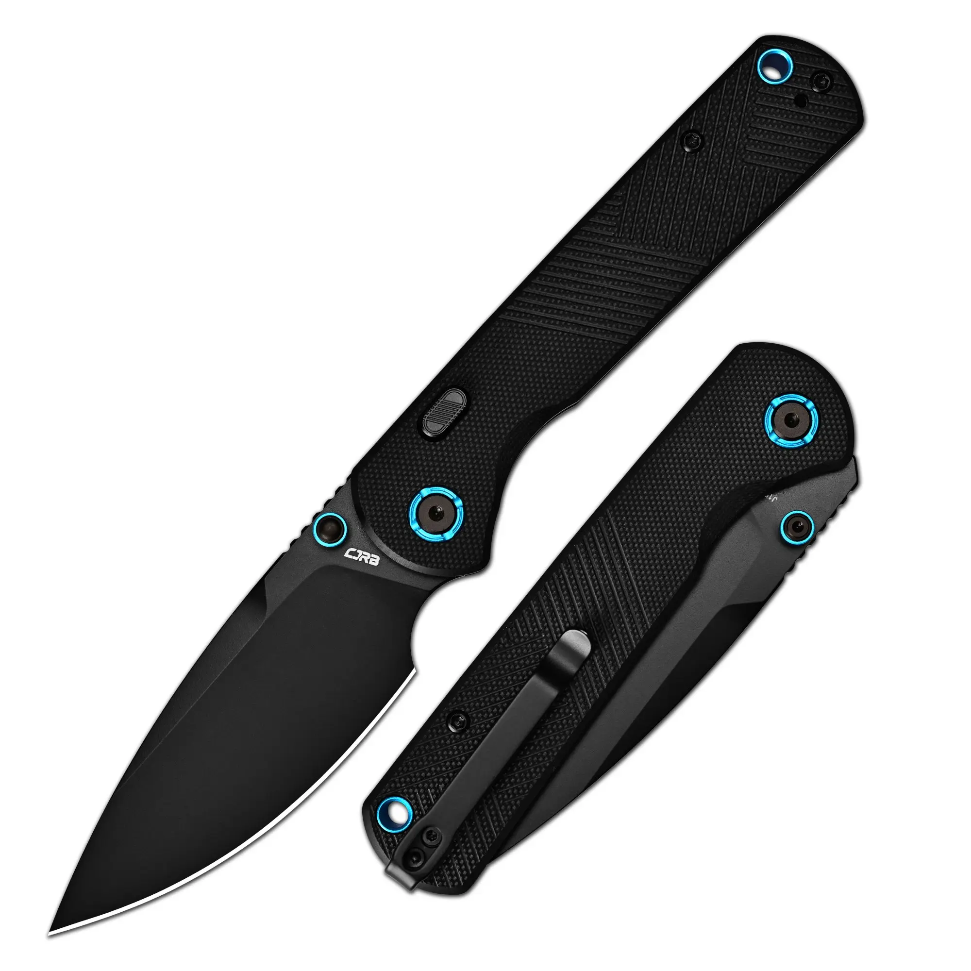 CJRB Latitude Top Liner Lock Tactical Pocket Knife - 3.47in AR-RPM9 Stainless Steel Blade, Black Glass Reinforced Nylon Handle, Fast-Deploying, Durable, Multi-Purpose, 24-Month Warranty, Ideal for Fishing, Hunting