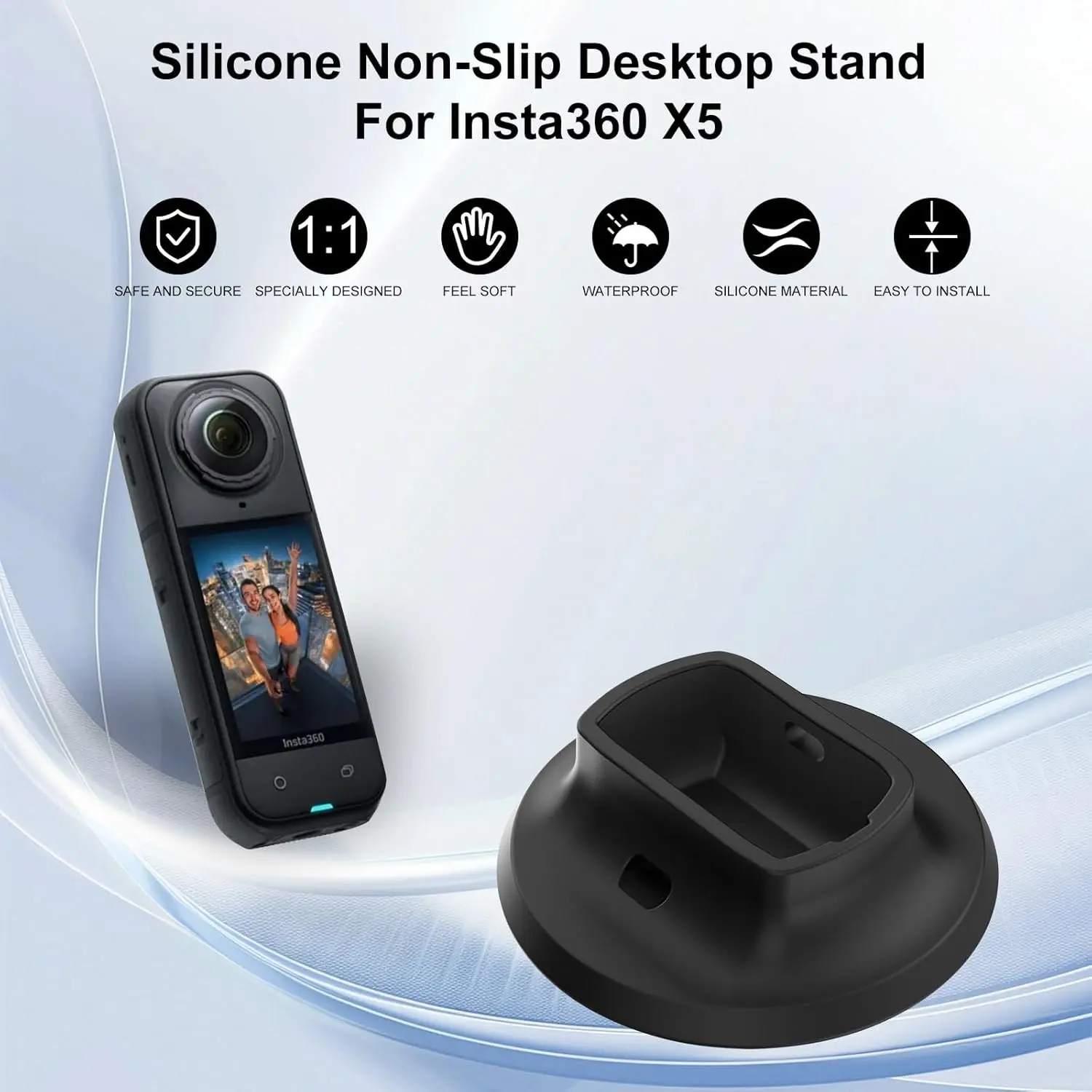 for Insta360 X5 Silicone Desktop Base, Camera Holder, In-car Filming Bracket, Sports Camera Accessories, Video Recording Gear for Live Streaming & Action Shot, Outdoor Sport, Lightweight Design, Stable Camera Mount, Ideal Gift for X5 Users