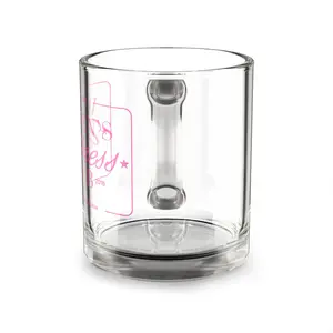 Pink Stork Clear Glass Mug, 10oz | Women's Wellness Club | Pink Branding