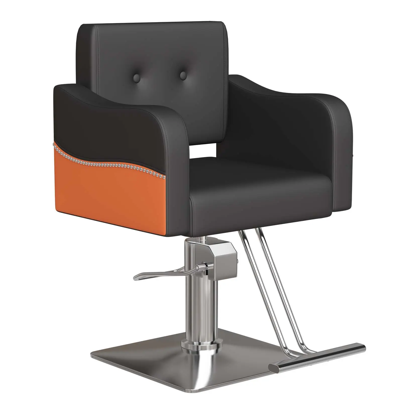 Multi-angle rotating, height-adjustable barber chair with high-quality sponge for extra comfort, suitable for barbershops.