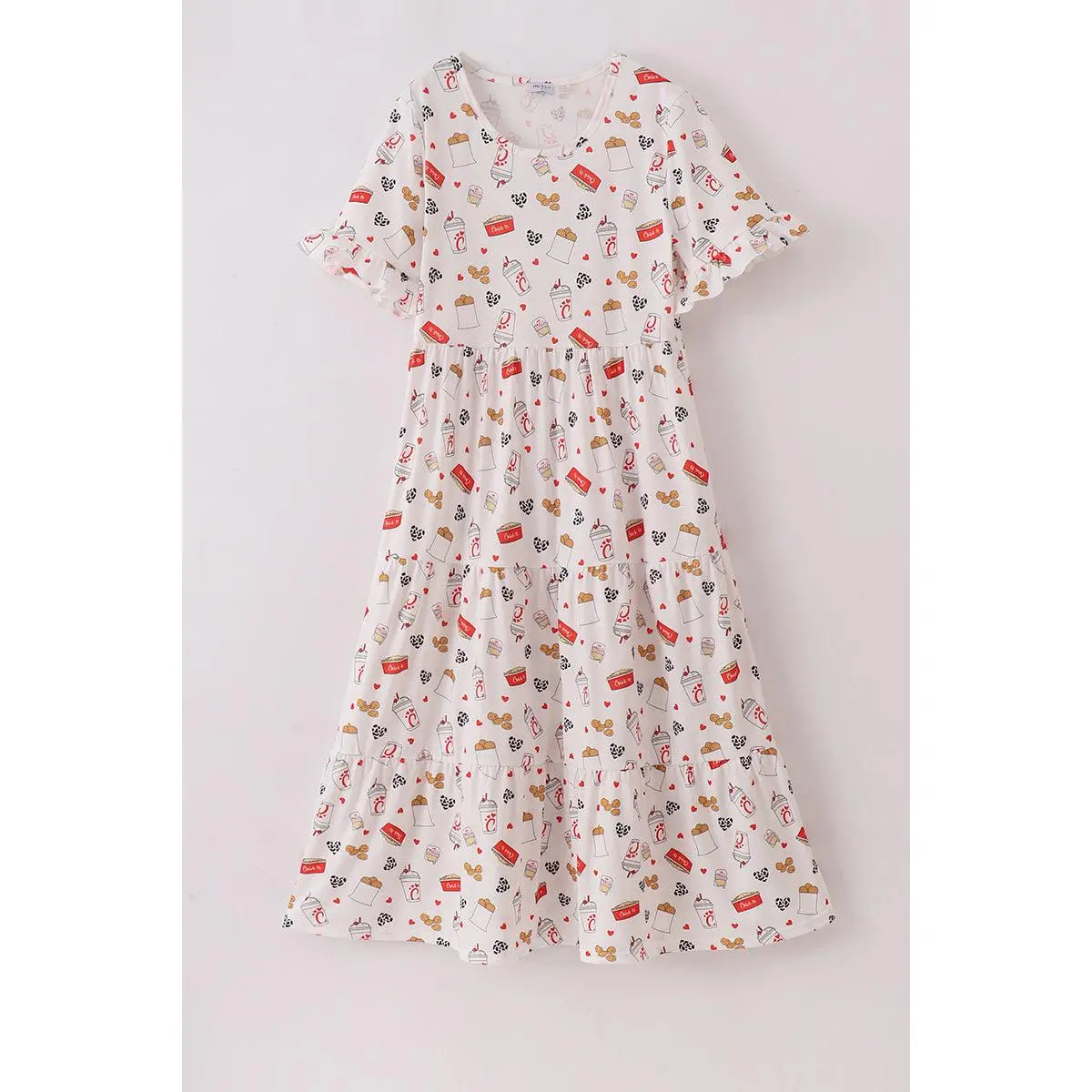 Red the lord's chicken print mom dress