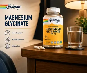 Solaray Magnesium Glycinate 350mg 120ct — Chelated Mag for Sleep + Bone