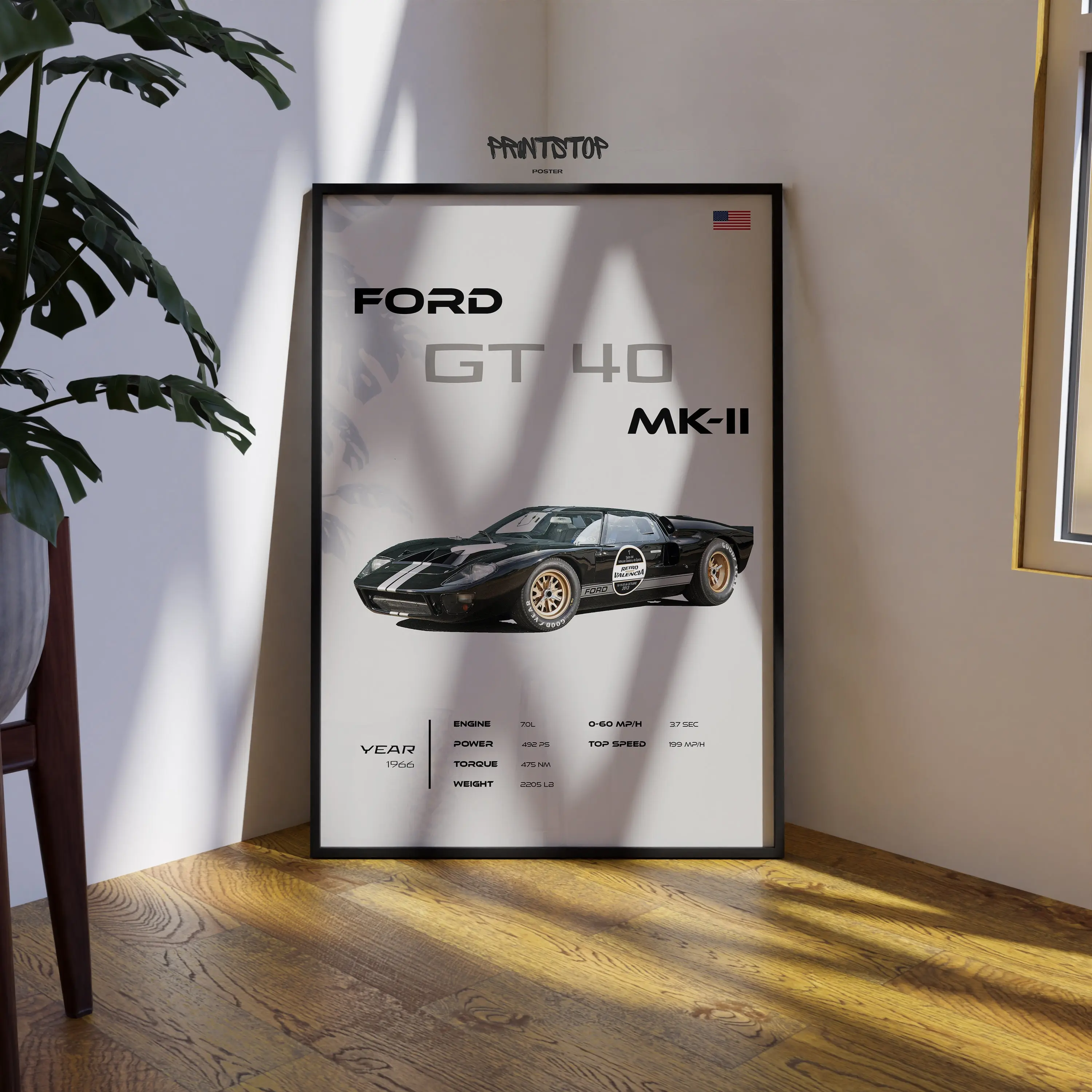 Ford GT40 MK-II 1966 Poster: Classic Racing Car Art Print