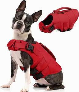 Kuoser Dog Life Jacket, High Flotation Dog Life Vest for Swimming Boating, Adjustable Small Medium Large Dogs Swim Vest with Rescue Handle and Pocket, Reflective Safety Pet Lifejacket Floats for Pool
