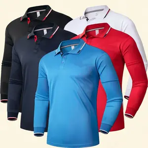 5 Pack Men's Long Sleeve Polo Shirt Performance Quick Dry Collared Work Golf Hiking Casual Shirt