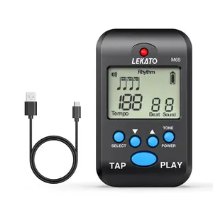 LEKATO M65 Digital Metronome, Rechargeable LCD Electronic Mini Metronome, Human Voice, Clip on,10 Beat Sounds, Volume Adjustable, Portable M65 Metronome for Piano, Guitar, Flute, Violin, Drum, Back to School