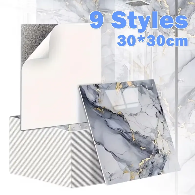 10PCS Imitation 3D Marble Decorative Wall Sticker Tile Wall Stickers Self Adhesive Waterproof Oilproof Wallpaper for Kitchen Tile Wall DIY Home Decoration