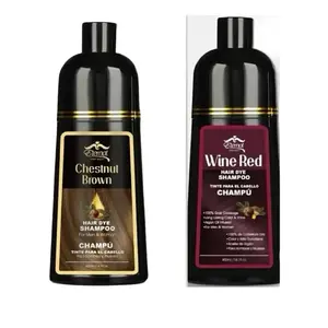 Eternal Spirit Beauty Chestnut Brown & Wine Red Hair Dye Shampoo Combo for Rich Color and Softness