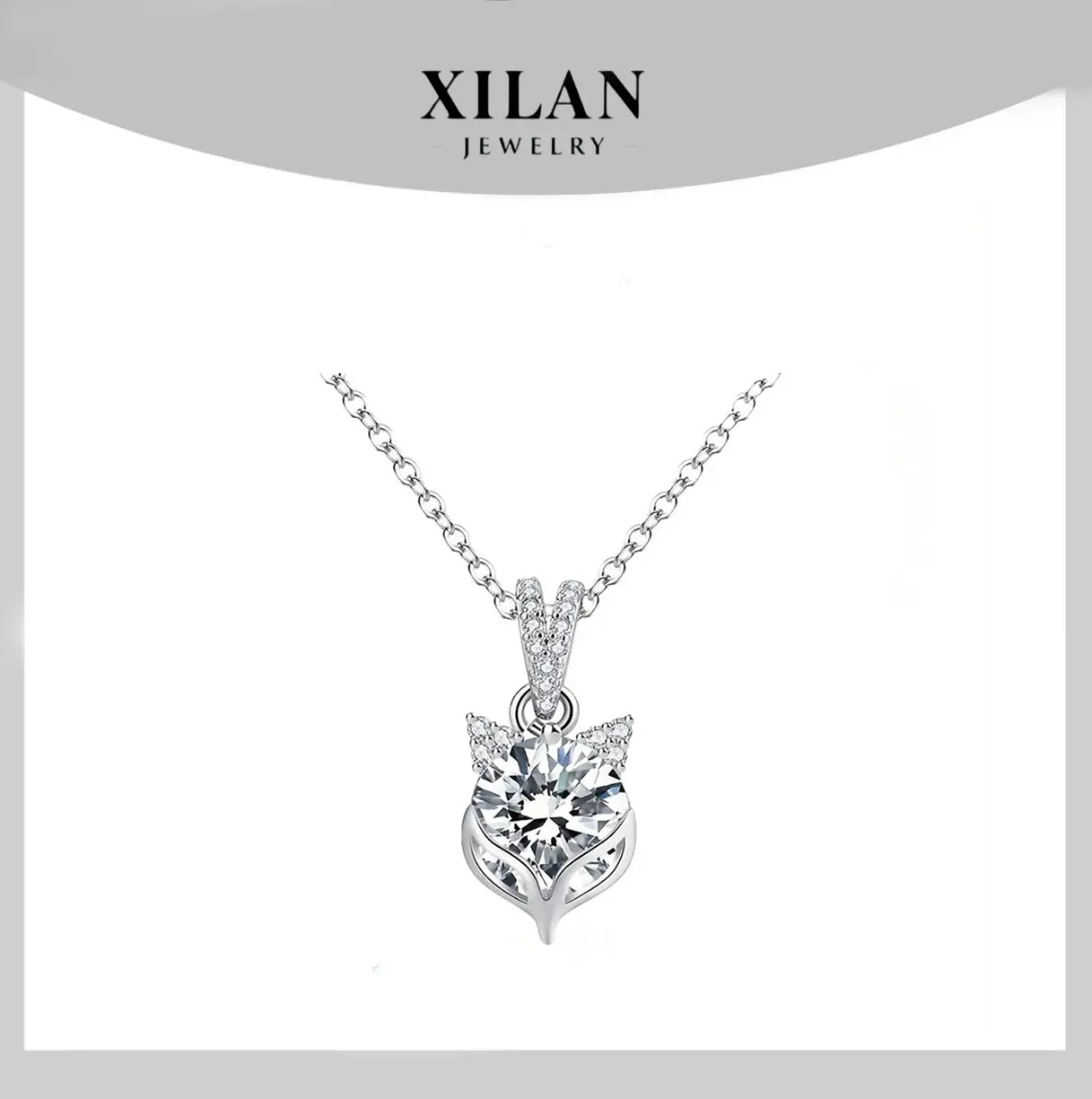 Fox Design Moissanite Necklace for Women Non Tarnish Dainty Unique Gift for Girlfriend Mother's Day Day Jewelry fox accessories woman mother day Animal Pendant summerwins