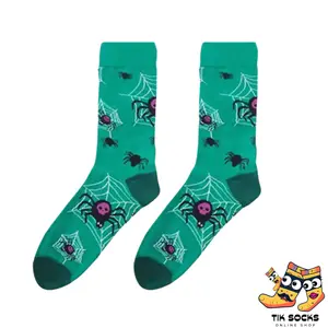 TikSocks|Halloween Socks-Spider Green Socks