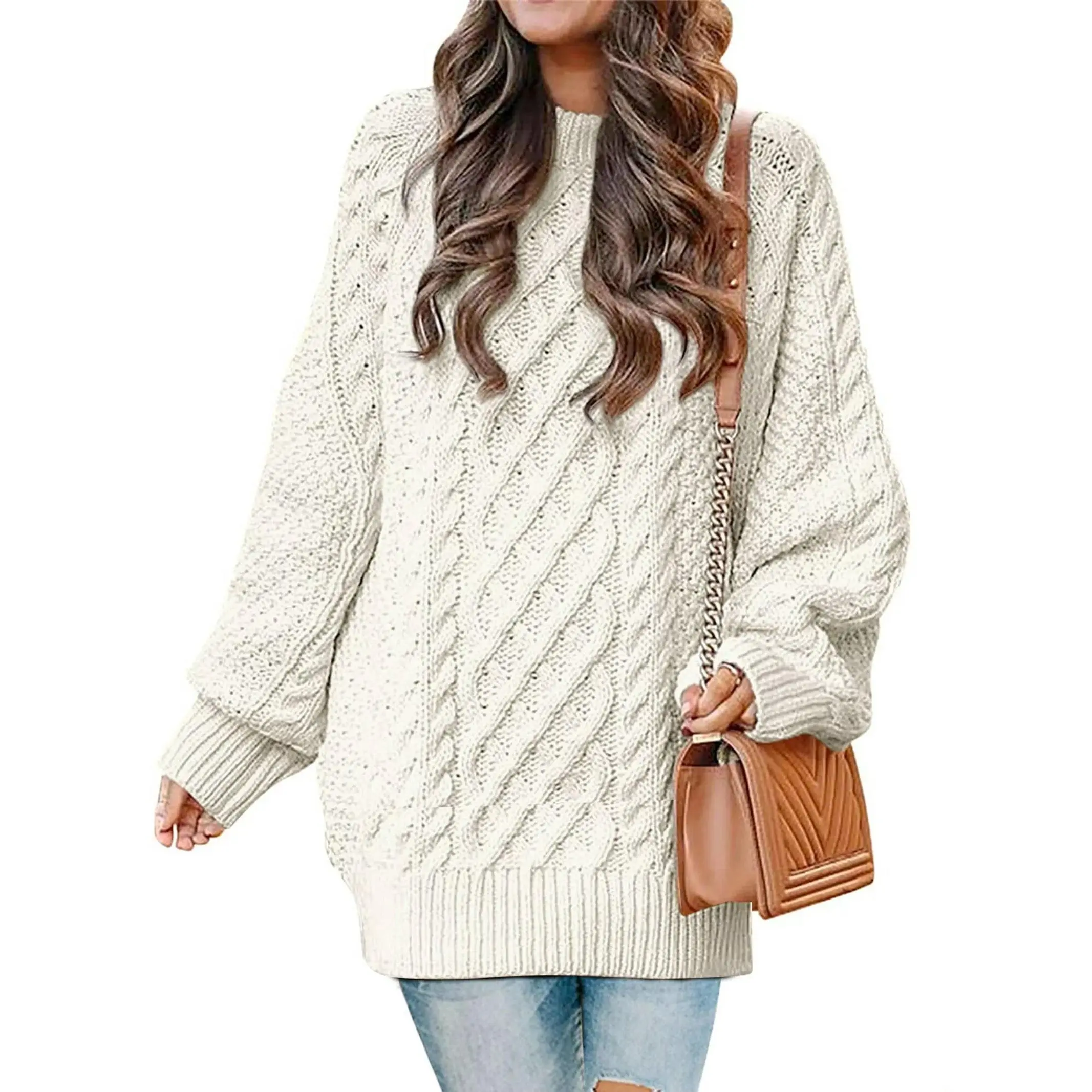 MOSHU Oversized Sweaters for Women Cable Knit Chunky Pullover Sweater MOSHU