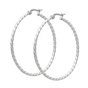 Stately Steel Twisted Rope 1-1/2" Hoop  Earrings
