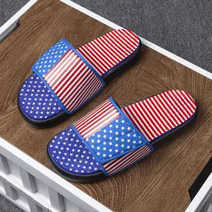 Summer fashion slippers with American flag pattern, adjustable upper, non slip and wear-resistant thick sole, sports sandals, men's sandals, summer shoes