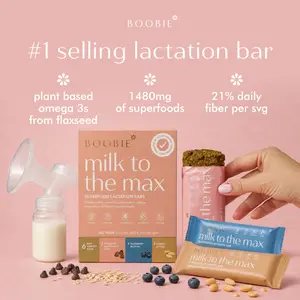Boobie Superfood Lactation Bar Variety Pack for Breastfeeding Moms to Increase Milk Supply | #1 Selling Lactation Snack Bars | Vegan, Fenugreek-Free, Gluten-Free, Dairy-Free