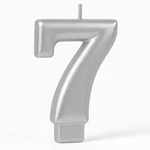 Silver Metallic Number 7 Birthday Candle