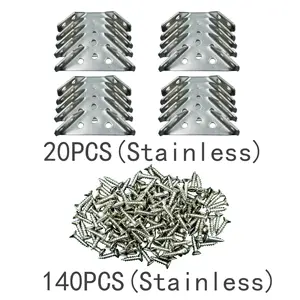 Stainless Steel Corner Brace+Stainless steel screws(20 corner brackets+140screws), 90°Right AngleSupport Bracket for Cabinets & Furniture, Industria Hardware Accessories wood corner brace L-Shaped Corner Brackets Universal Steel Angle Brackets